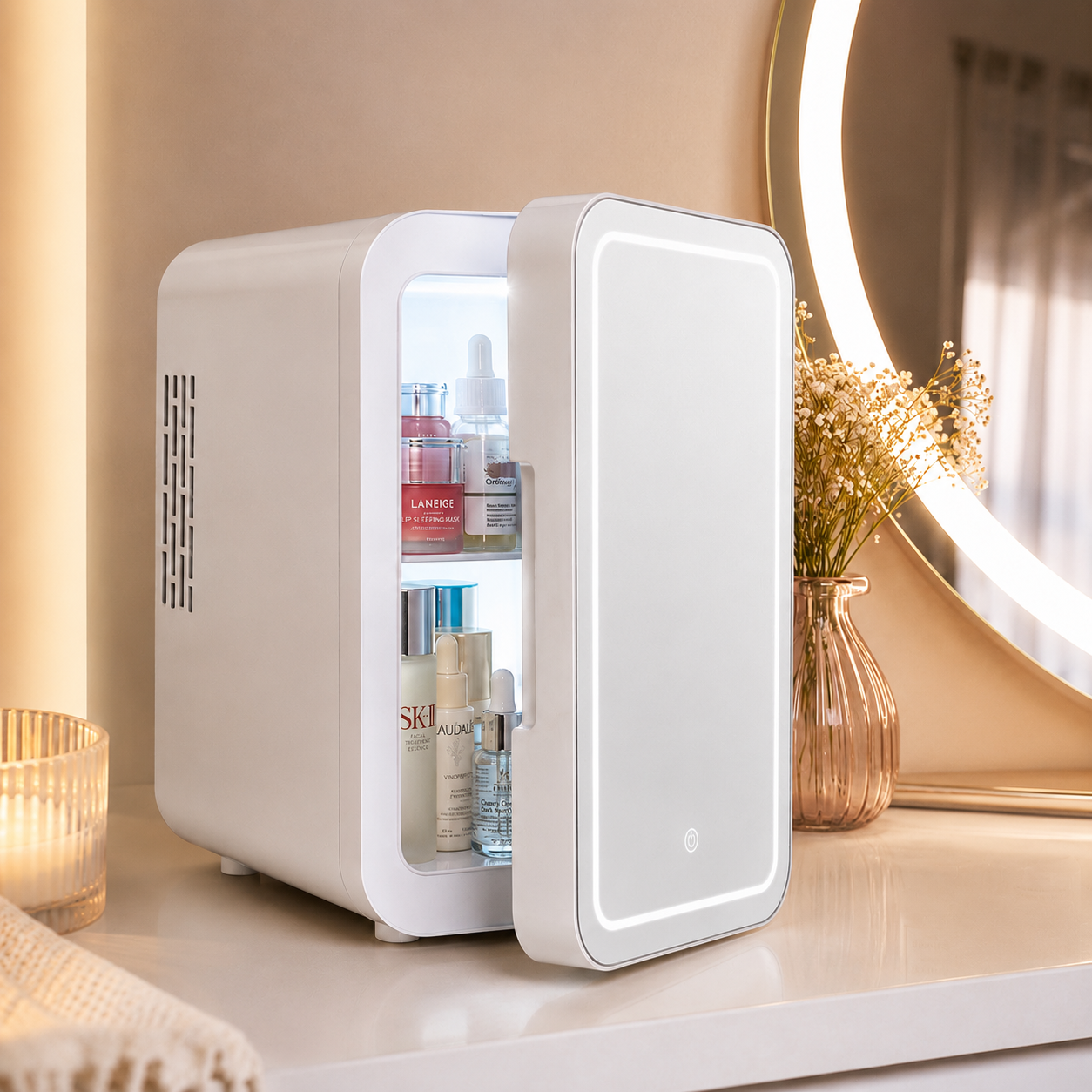 Mini Cosmetics Fridge & Mirror
