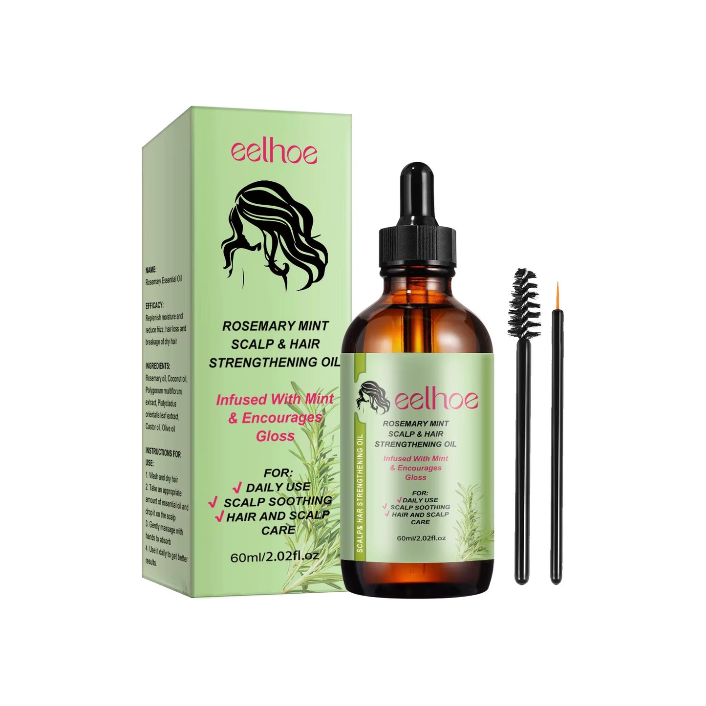 Natural Rosemary Hair Growth Essential Oil Dandruff Treatment for Scalp Professional Hair Care anti Hair Loss Serum 60Ml