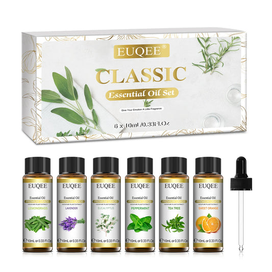 6 Bottles Essential Oils Set for Diffuser DIY Soap Candle Making-Peppermint Lavender Sweet Orange Lemongrass Eucalyptus